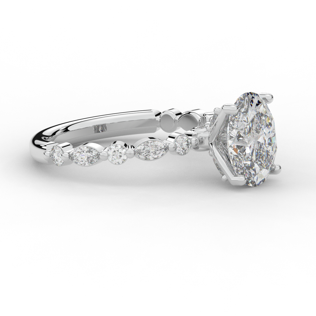 3.10CT.TW OVAL LAB DIAMOND SOLITAIRE ENGAGEMENT RING - Nazarelle