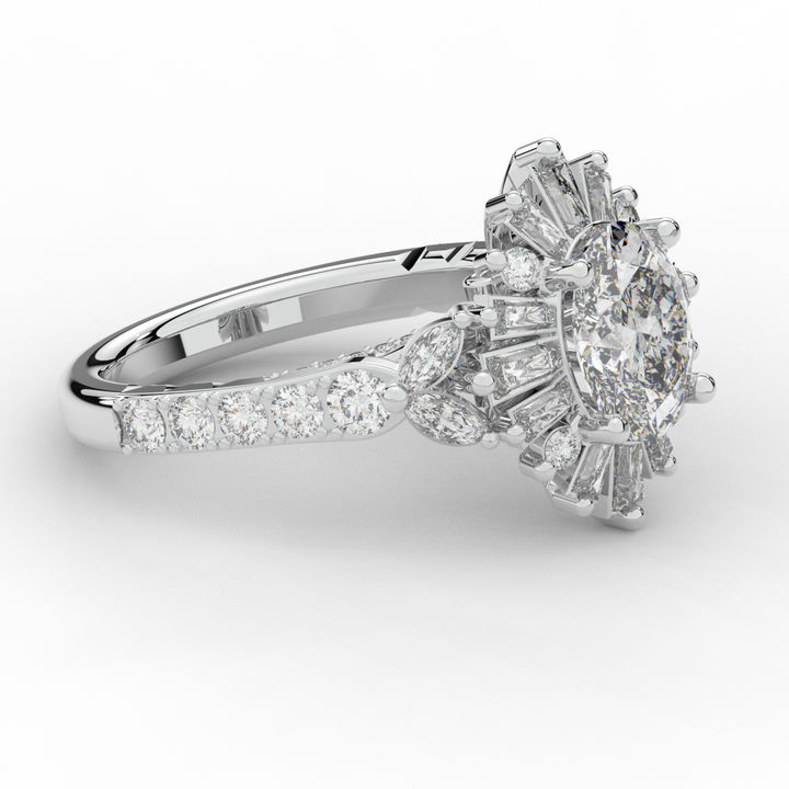 3.10CT.TW OVAL LAB DIAMOND HALO ENGAGEMENT RING - Nazarelle