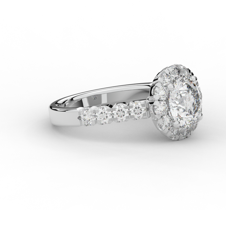 3.50CT.TW ROUND LAB DIAMOND HALO ENGAGEMENT RING - Nazarelle