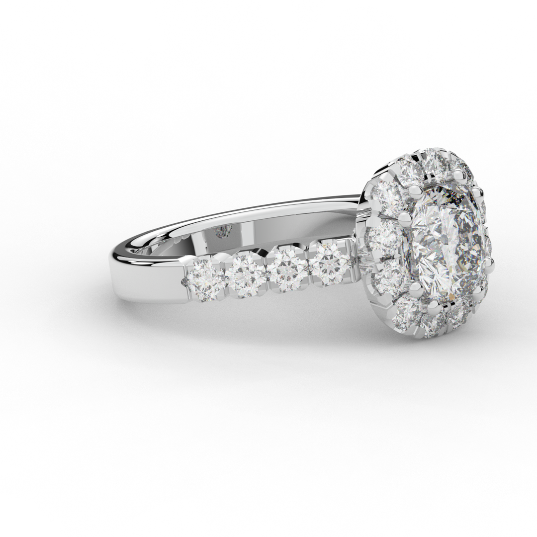 3.45CT.TW CUSHION LAB DIAMOND HALO ENGAGEMENT RING - Nazarelle