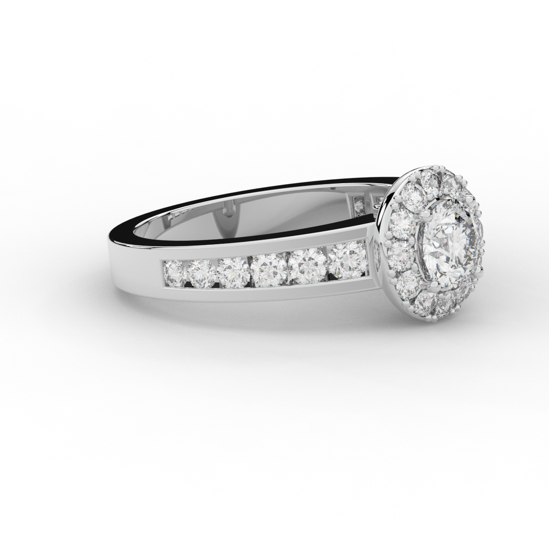 1.75CT.TW ROUND LAB DIAMOND HALO ENGAGEMENT RING - Nazarelle