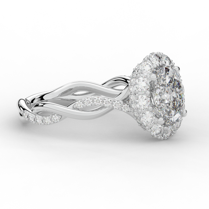 2.70CT.TW OVAL LAB DIAMOND HALO ENGAGEMENT RING - Nazarelle