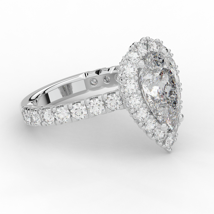 4.90CT.TW PEAR LAB DIAMOND HALO ENGAGEMENT RING - Nazarelle