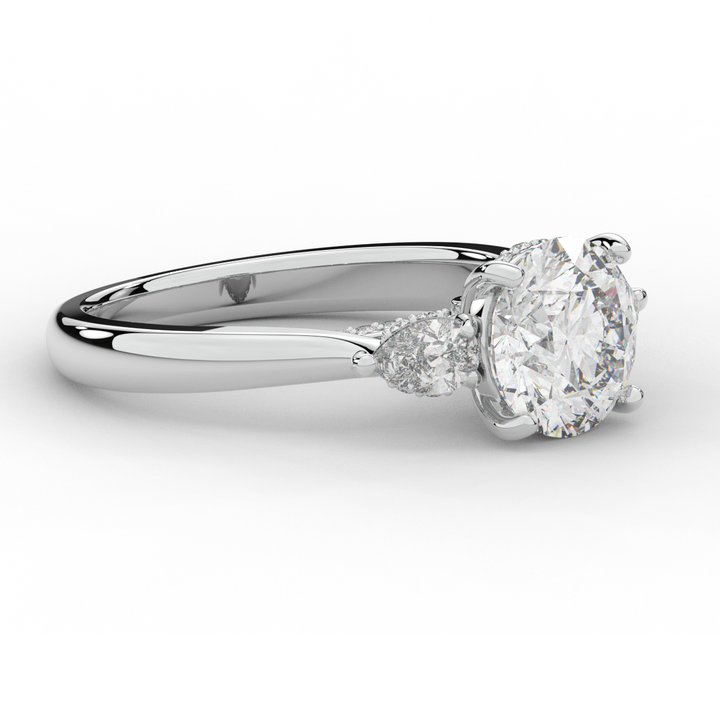 2.40CT.TW ROUND LAB DIAMOND 3 STONE ENGAGEMENT RING - Nazarelle