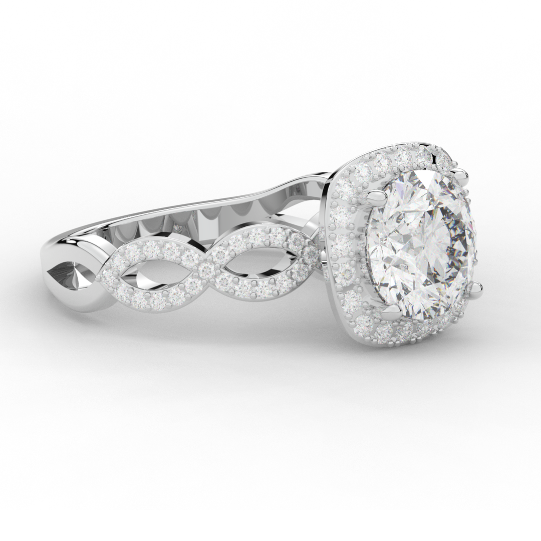 2.35CT.TW ROUND LAB DIAMOND HALO ENGAGEMENT RING - Nazarelle