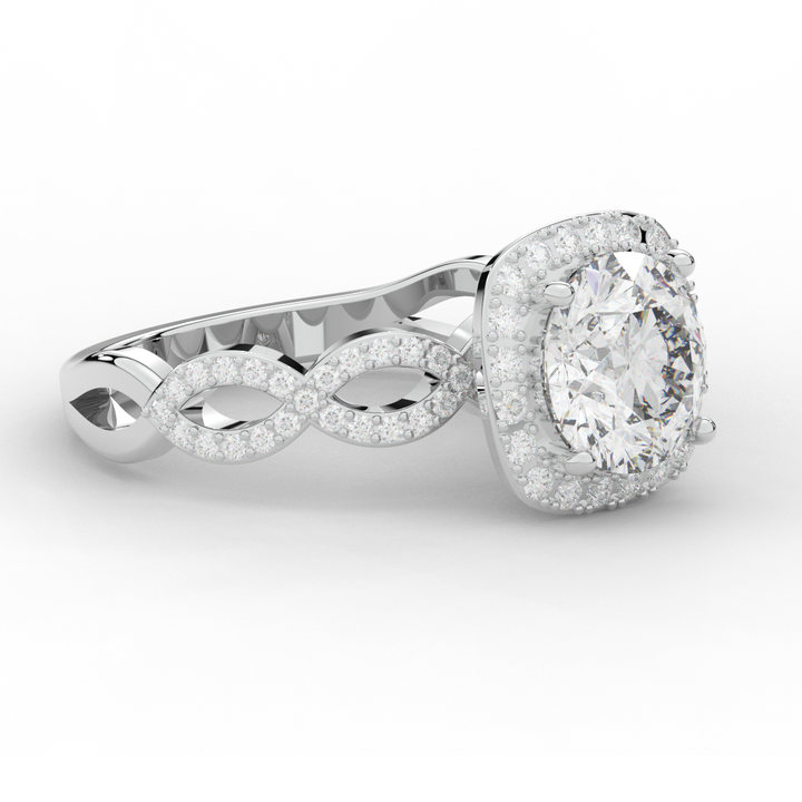 2.35CT.TW ROUND LAB DIAMOND HALO ENGAGEMENT RING - Nazarelle