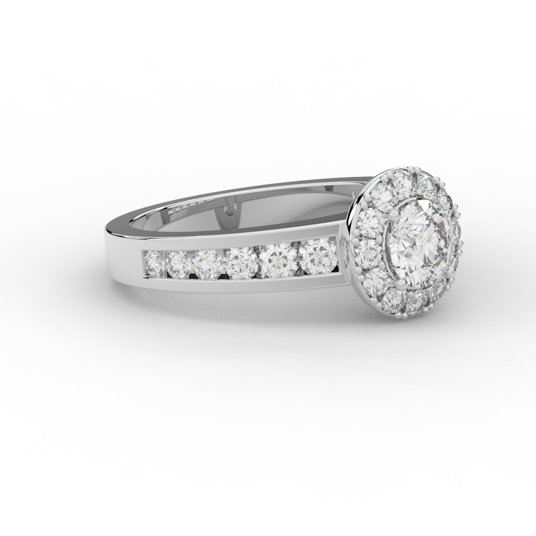 1.75CT.TW ROUND LAB DIAMOND HALO ENGAGEMENT RING - Nazarelle