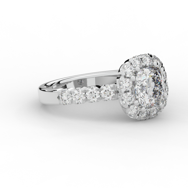 3.45CT.TW CUSHION LAB DIAMOND HALO ENGAGEMENT RING - Nazarelle