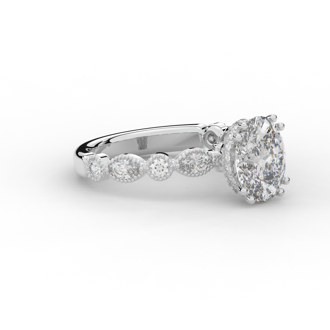 3.60CT.TW OVAL LAB DIAMOND SOLITAIRE ENGAGEMENT RING - Nazarelle