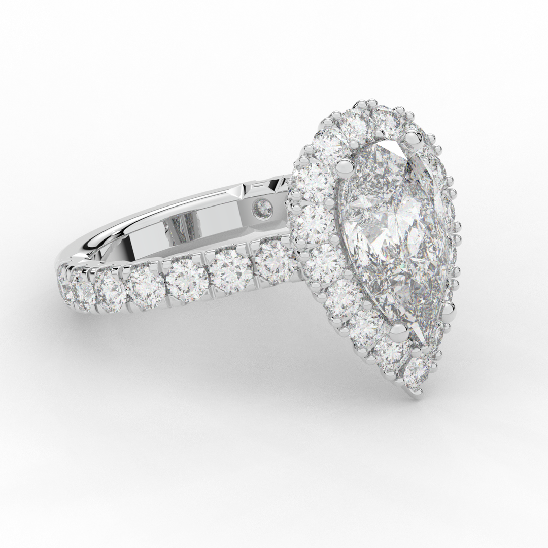 4.90CT.TW PEAR LAB DIAMOND HALO ENGAGEMENT RING - Nazarelle