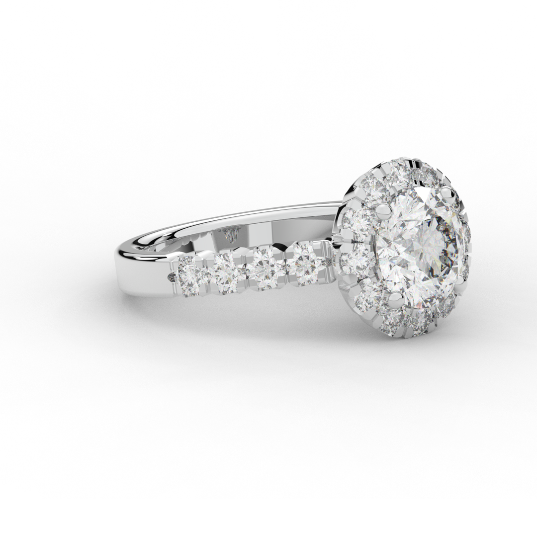 3.50CT.TW ROUND LAB DIAMOND HALO ENGAGEMENT RING - Nazarelle