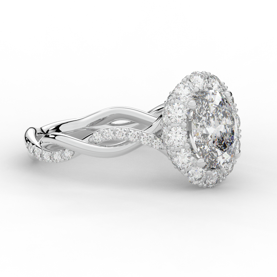 2.70CT.TW OVAL LAB DIAMOND HALO ENGAGEMENT RING - Nazarelle