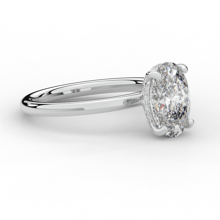 2.06CT.TW OVAL LAB DIAMOND UNDERHALO SOLIATIRE ENGAGEMENT RING - Nazarelle