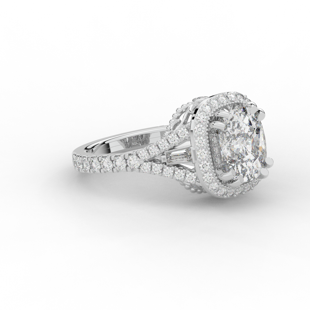 2.50CT.TW CUSHION LAB DIAMOND HALO ENGAGEMENT RING - Nazarelle