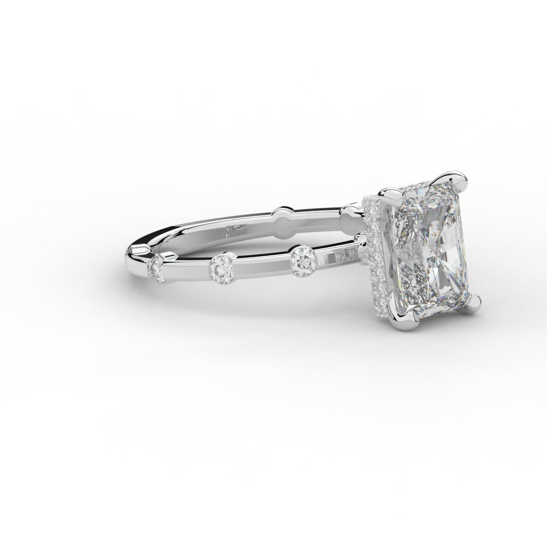 2.60CT.TW RADIANT LAB DIAMOND UNDERHALO SOLITAIRE ENGAGEMENT RING - Nazarelle