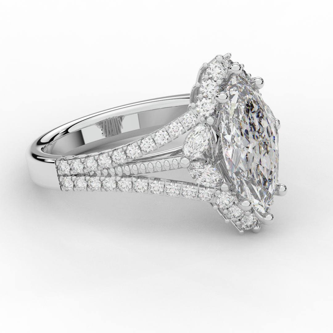 2.70CT.TW MARQUISE LAB DIAMOND HALO ENGAGEMENT RING - Nazarelle