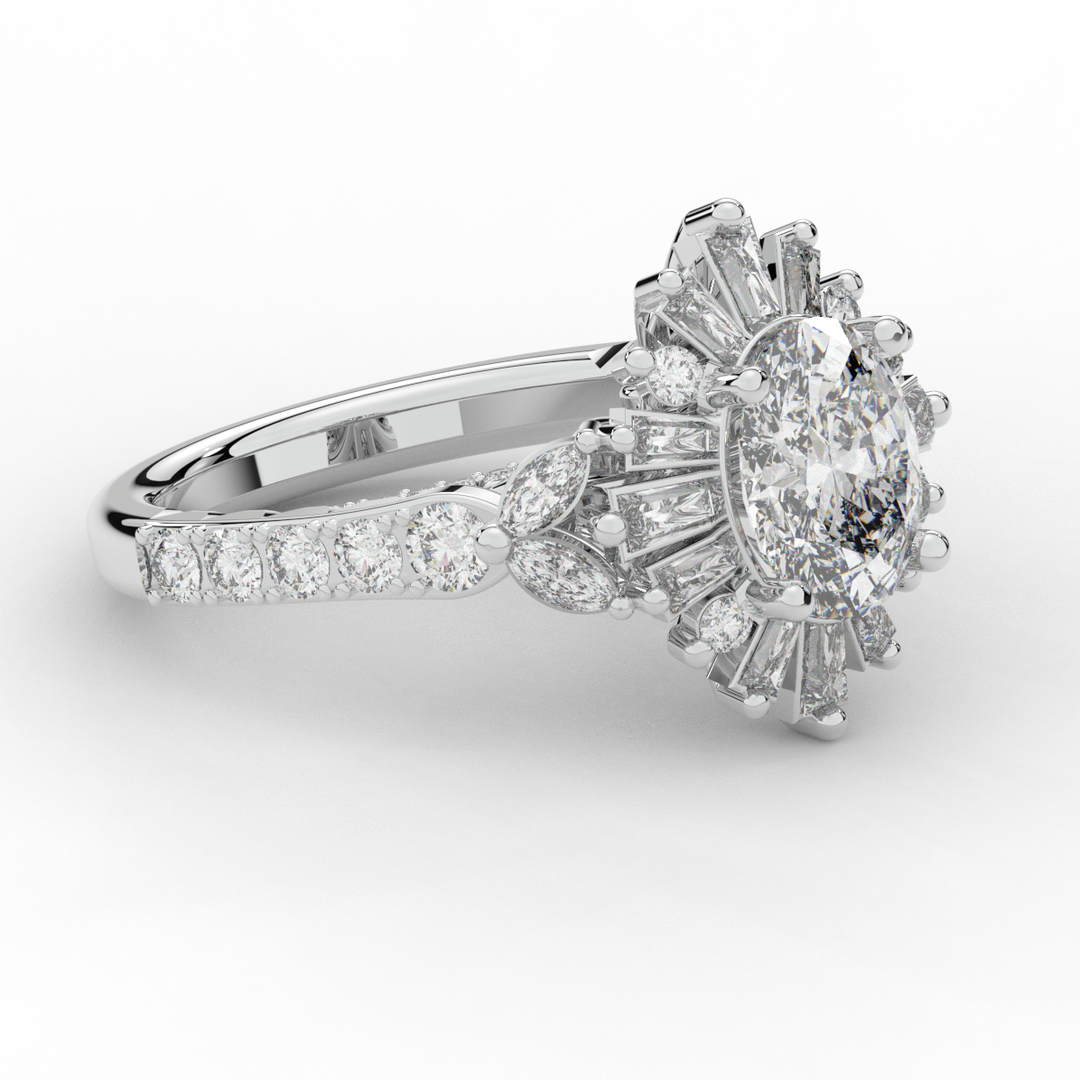 3.10CT.TW OVAL LAB DIAMOND HALO ENGAGEMENT RING - Nazarelle