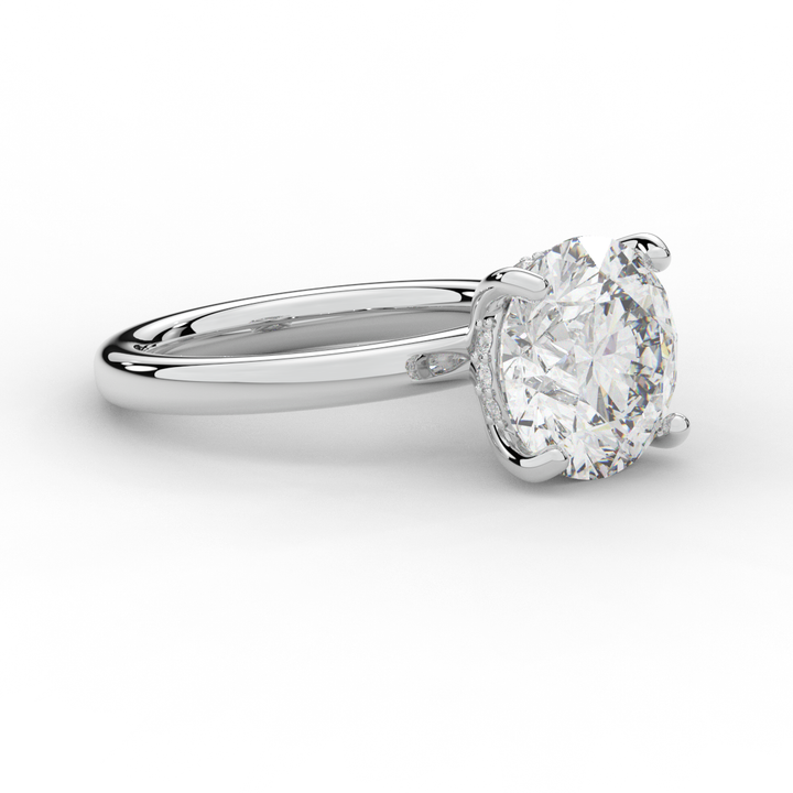 3.05CT.TW ROUND LAB DIAMOND UNDERHALO ENGAGEMENT RING - Nazarelle