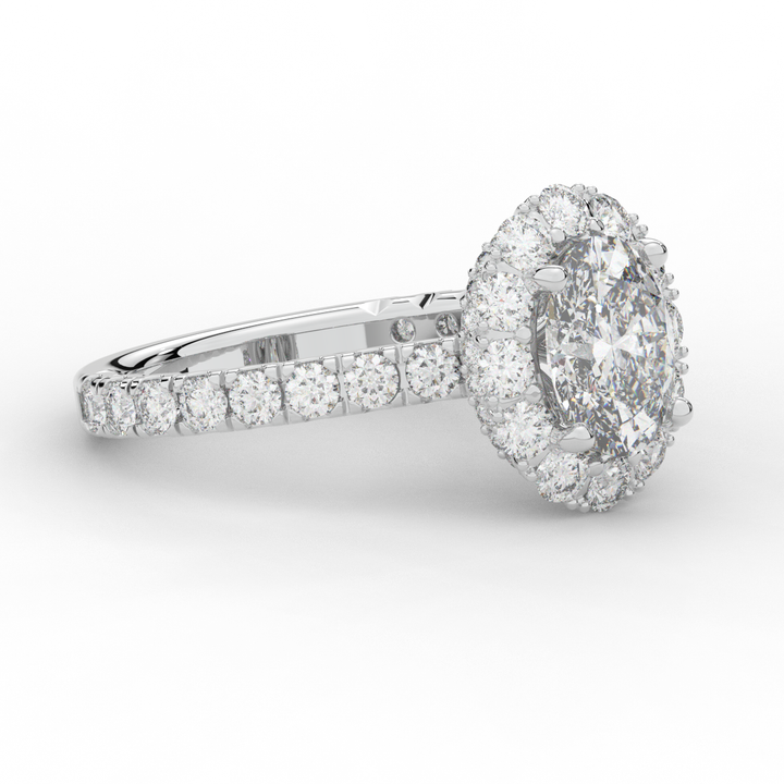 3.40CT.TW OVAL LAB DIAMOND HALO ENGAGEMENT RING - Nazarelle