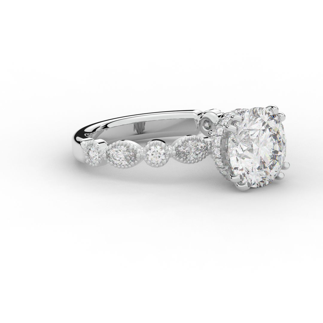 3.60CT.TW ROUND LAB DIAMOND SOLITAIRE ENGAGEMENT RING - Nazarelle