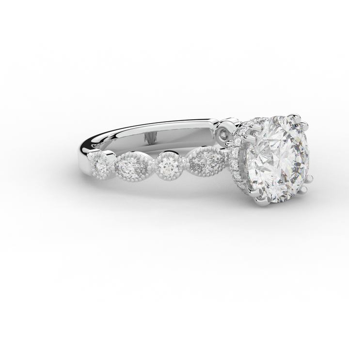 3.60CT.TW ROUND LAB DIAMOND SOLITAIRE ENGAGEMENT RING - Nazarelle