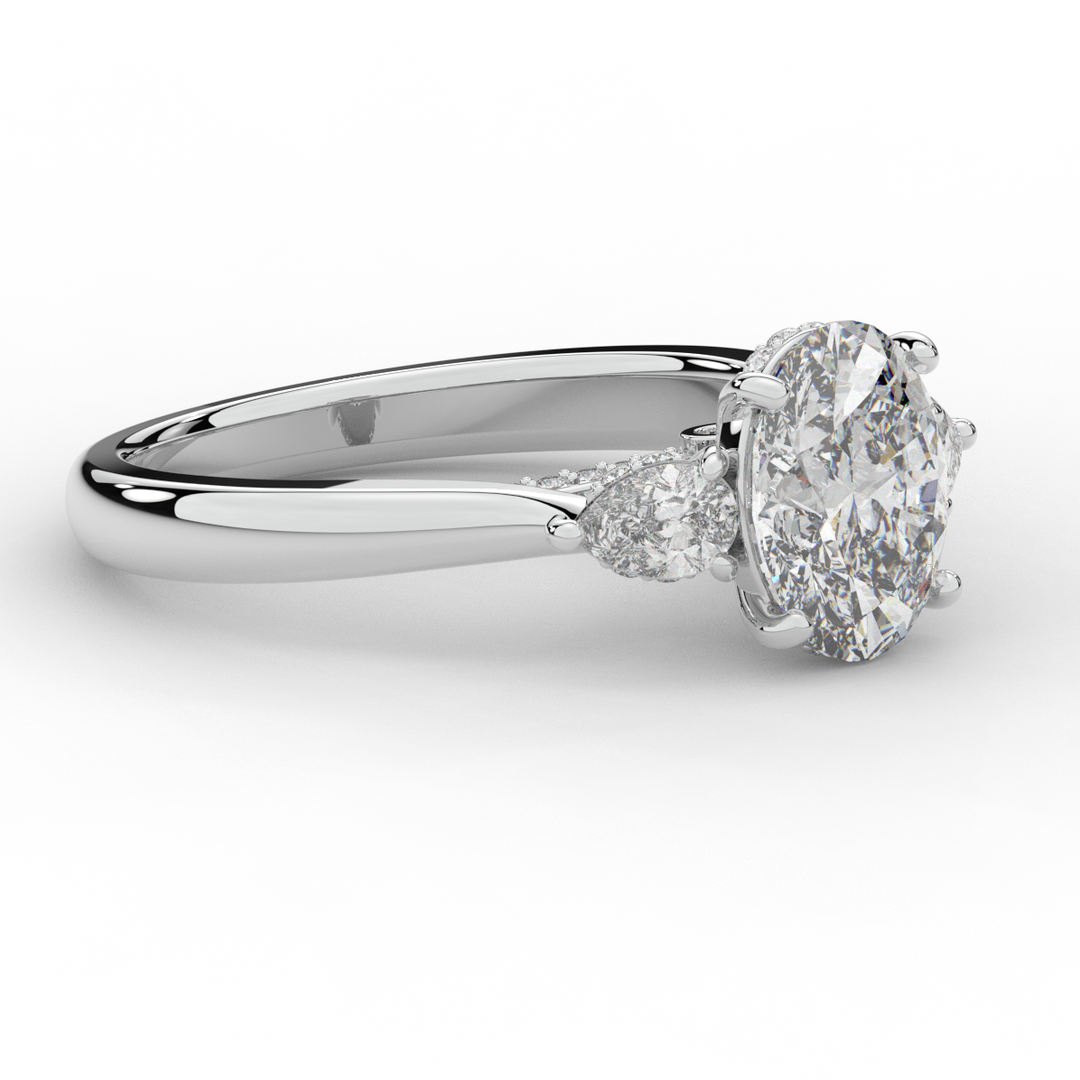 2.40CT.TW OVAL LAB DIAMOND 3 STONE ENGAGEMENT RING - Nazarelle