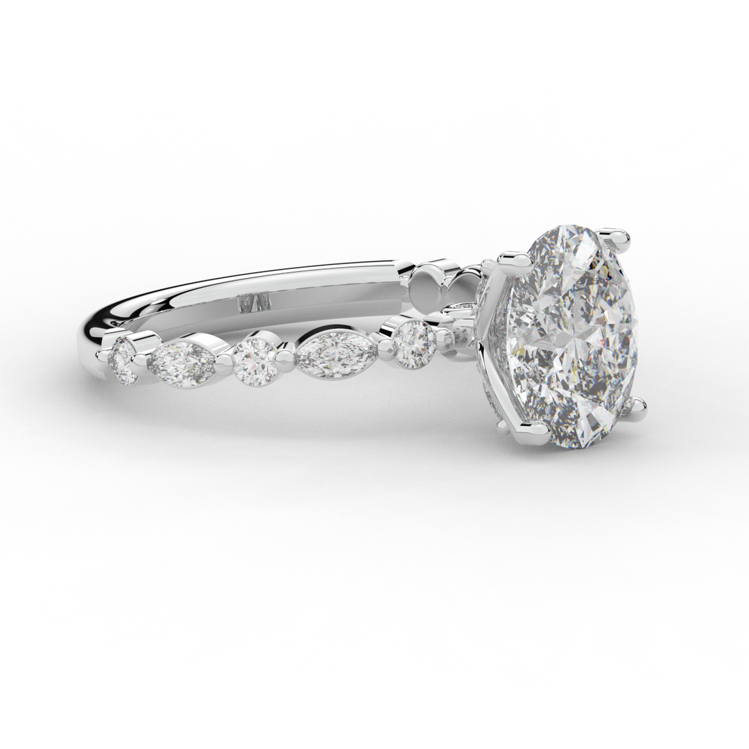 3.10CT.TW OVAL LAB DIAMOND SOLITAIRE ENGAGEMENT RING - Nazarelle