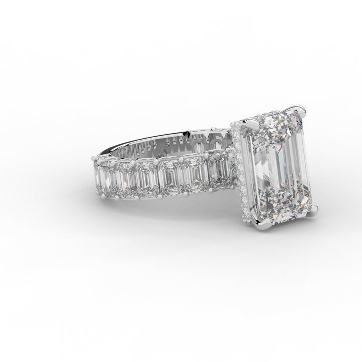 11.90CT.TW EMERALD CUT LAB DIAMOND SOLITAIRE ENGAGEMENT RING