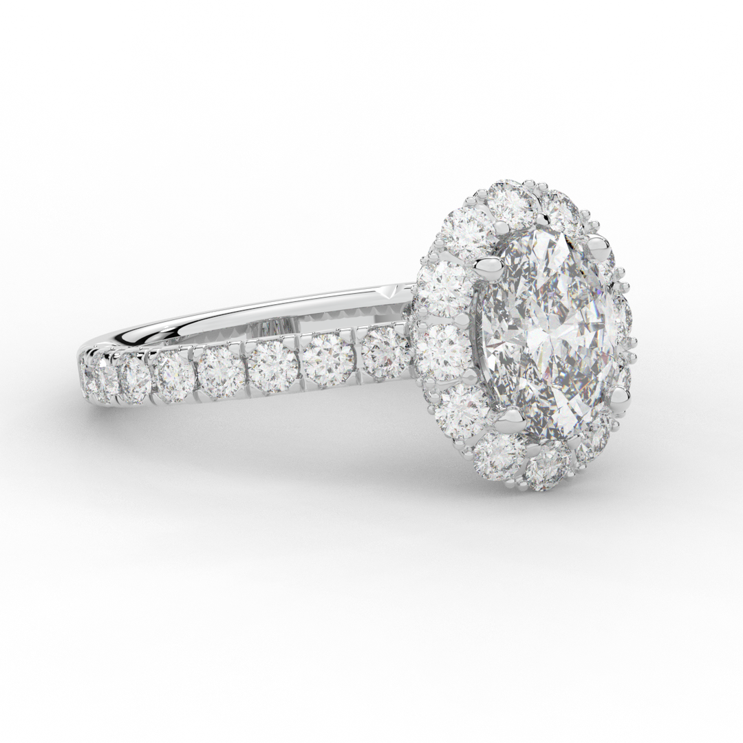 3.40CT.TW OVAL LAB DIAMOND HALO ENGAGEMENT RING - Nazarelle