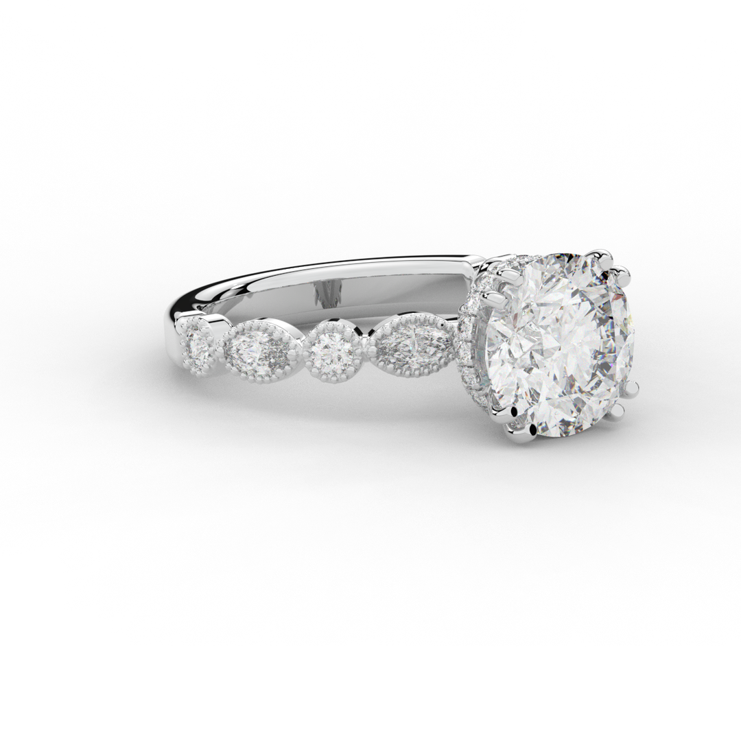 3.60CT.TW ROUND LAB DIAMOND SOLITAIRE ENGAGEMENT RING - Nazarelle