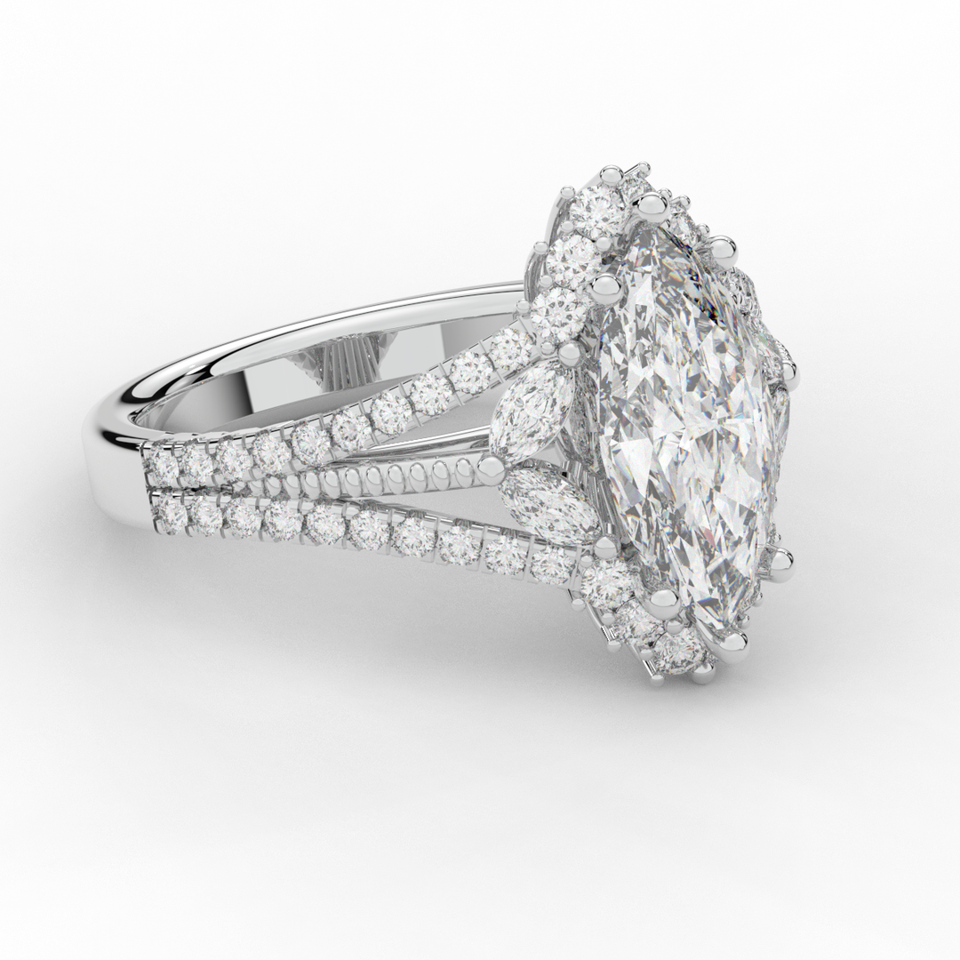 2.70CT.TW MARQUISE LAB DIAMOND HALO ENGAGEMENT RING - Nazarelle