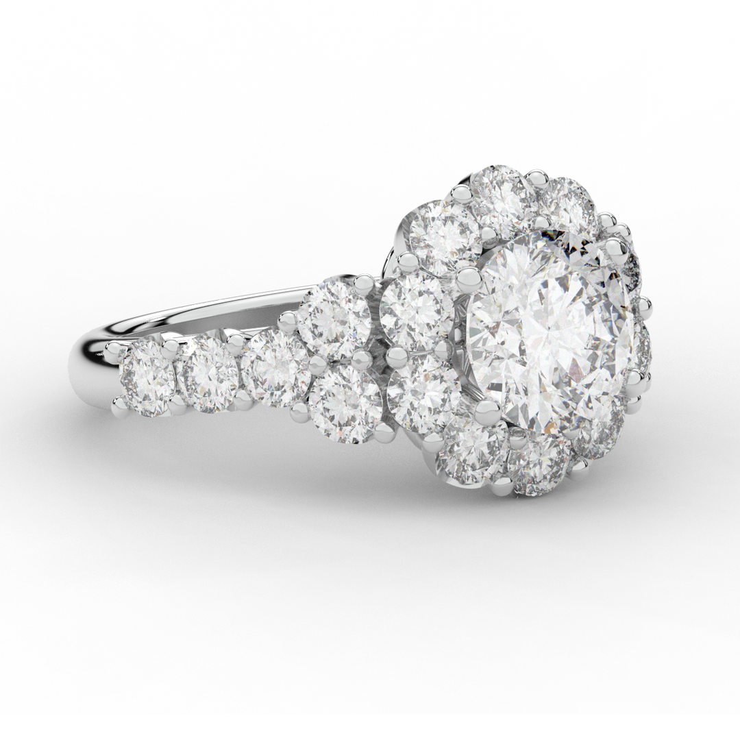 4.75CT.TW ROUND LAB DIAMOND HALO ENGAGEMENT RING - Nazarelle