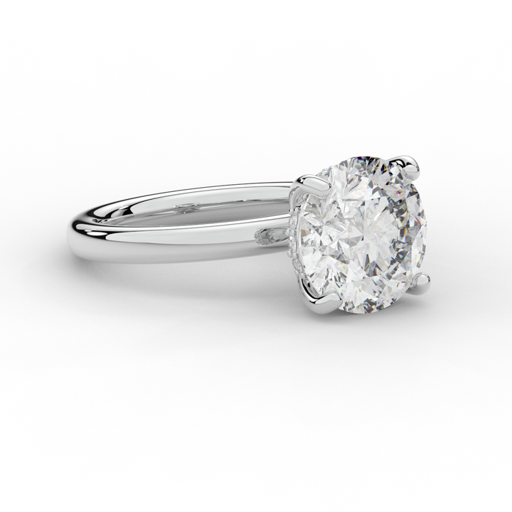 3.05CT.TW ROUND LAB DIAMOND UNDERHALO ENGAGEMENT RING - Nazarelle