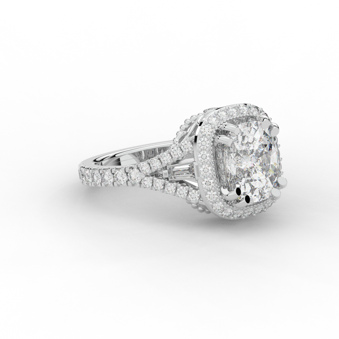 2.50CT.TW CUSHION LAB DIAMOND HALO ENGAGEMENT RING - Nazarelle