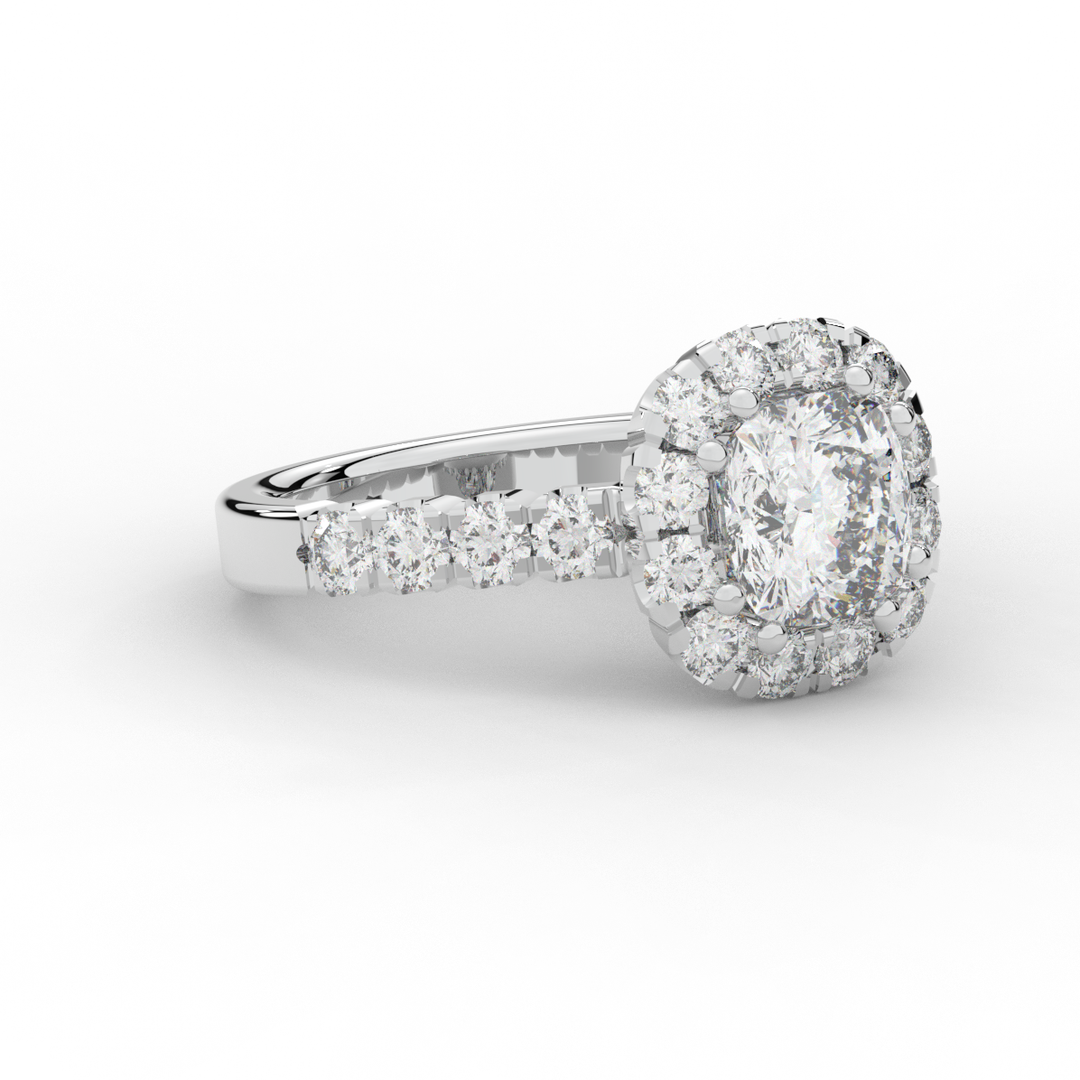 3.45CT.TW CUSHION LAB DIAMOND HALO ENGAGEMENT RING - Nazarelle