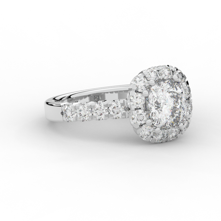 3.45CT.TW CUSHION LAB DIAMOND HALO ENGAGEMENT RING - Nazarelle