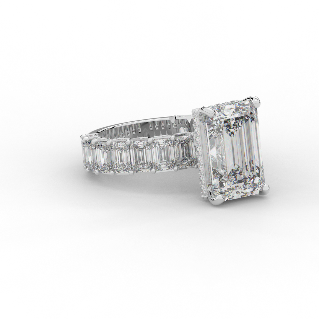 11.90CT.TW EMERALD CUT LAB DIAMOND SOLITAIRE ENGAGEMENT RING - Nazarelle