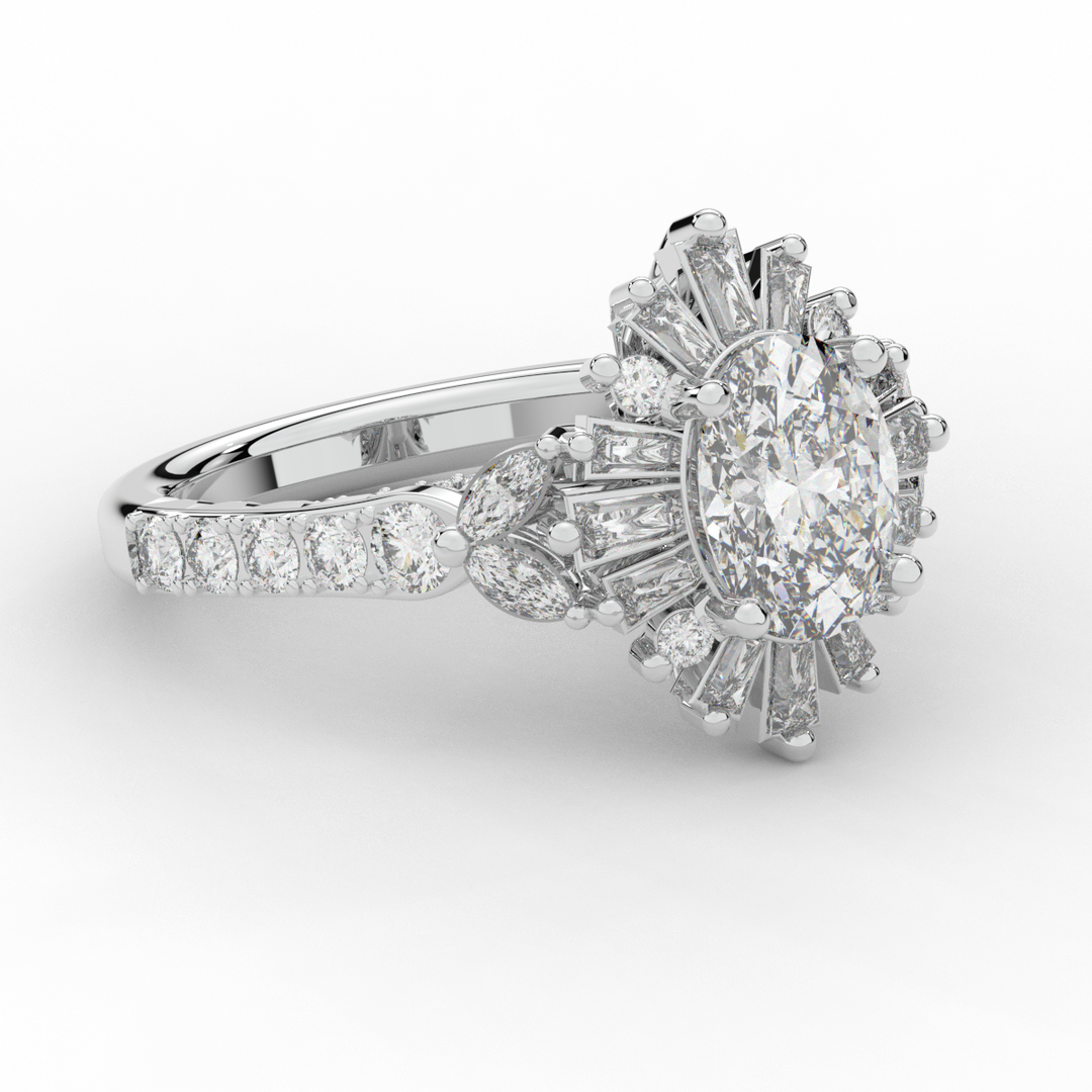 3.10CT.TW OVAL LAB DIAMOND HALO ENGAGEMENT RING - Nazarelle