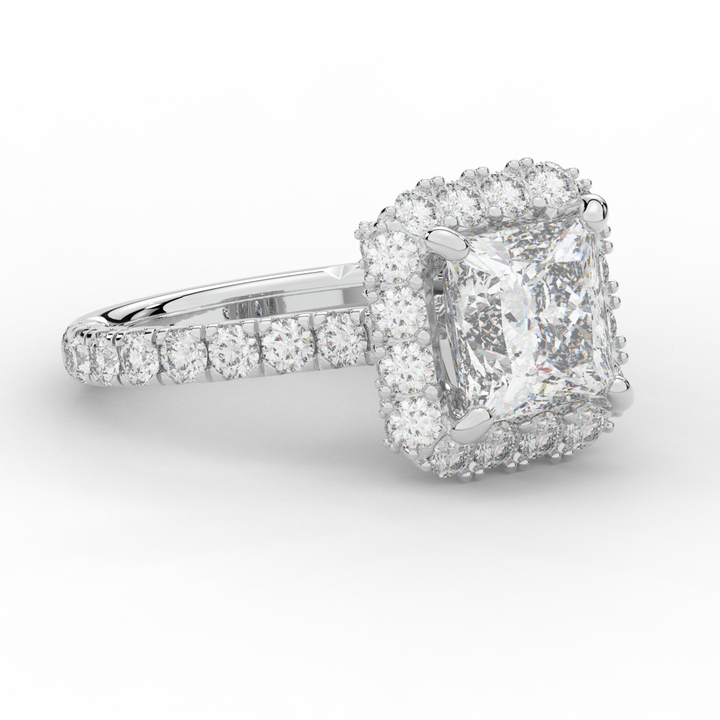 4.50CT.TW PRINCESS LAB DIAMOND HALO ENGAGEMENT RING - Nazarelle