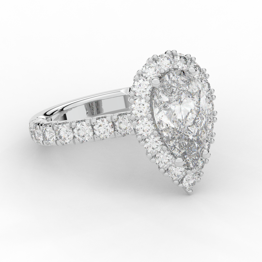 4.90CT.TW PEAR LAB DIAMOND HALO ENGAGEMENT RING - Nazarelle