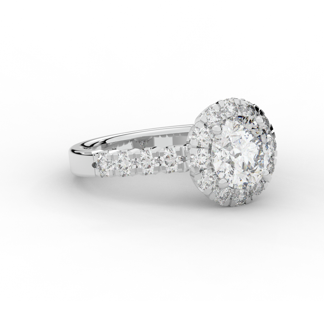 3.50CT.TW ROUND LAB DIAMOND HALO ENGAGEMENT RING - Nazarelle