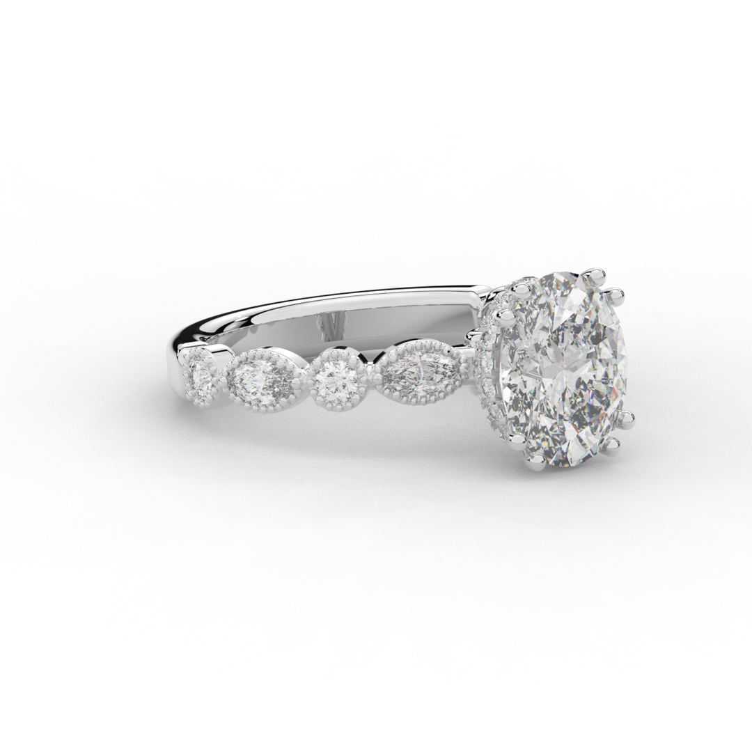 3.60CT.TW OVAL LAB DIAMOND SOLITAIRE ENGAGEMENT RING - Nazarelle