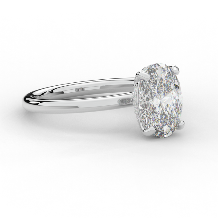 2.06CT.TW OVAL LAB DIAMOND UNDERHALO SOLIATIRE ENGAGEMENT RING - Nazarelle