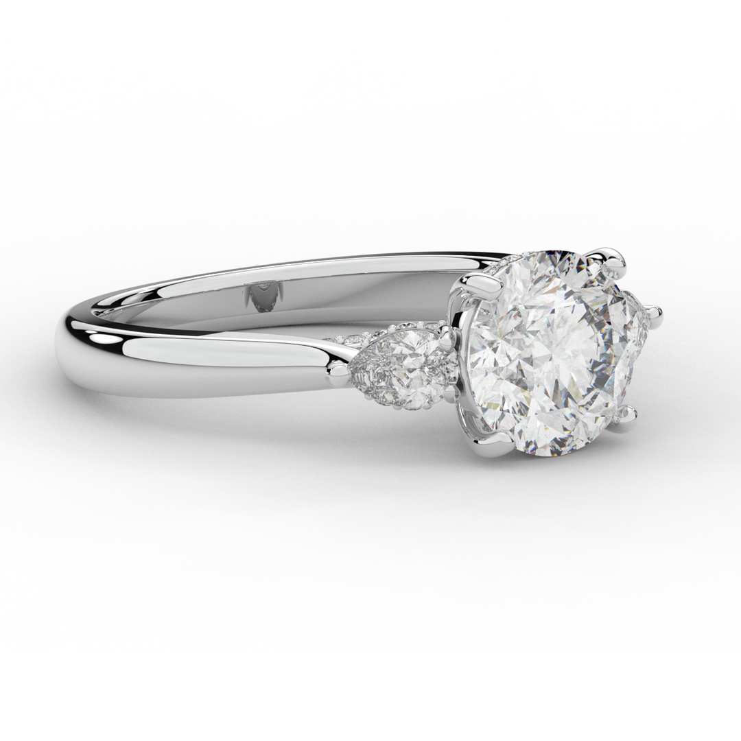 2.40CT.TW ROUND LAB DIAMOND 3 STONE ENGAGEMENT RING - Nazarelle