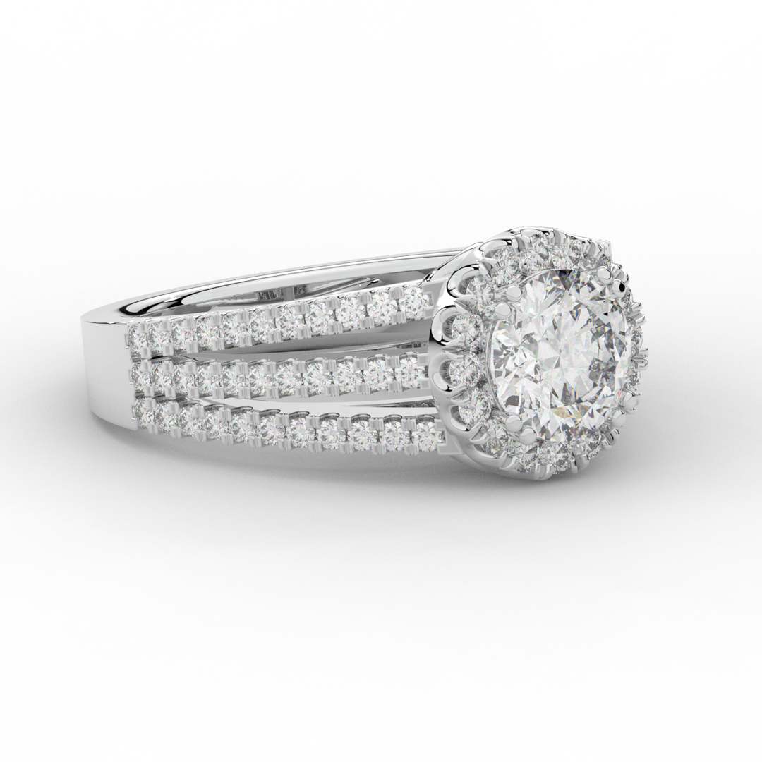 1.95CT.TW ROUND LAB DIAMOND HALO ENGAGEMENT RING - Nazarelle