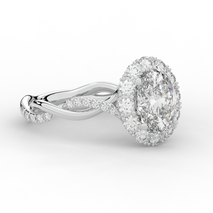 2.70CT.TW OVAL LAB DIAMOND HALO ENGAGEMENT RING - Nazarelle