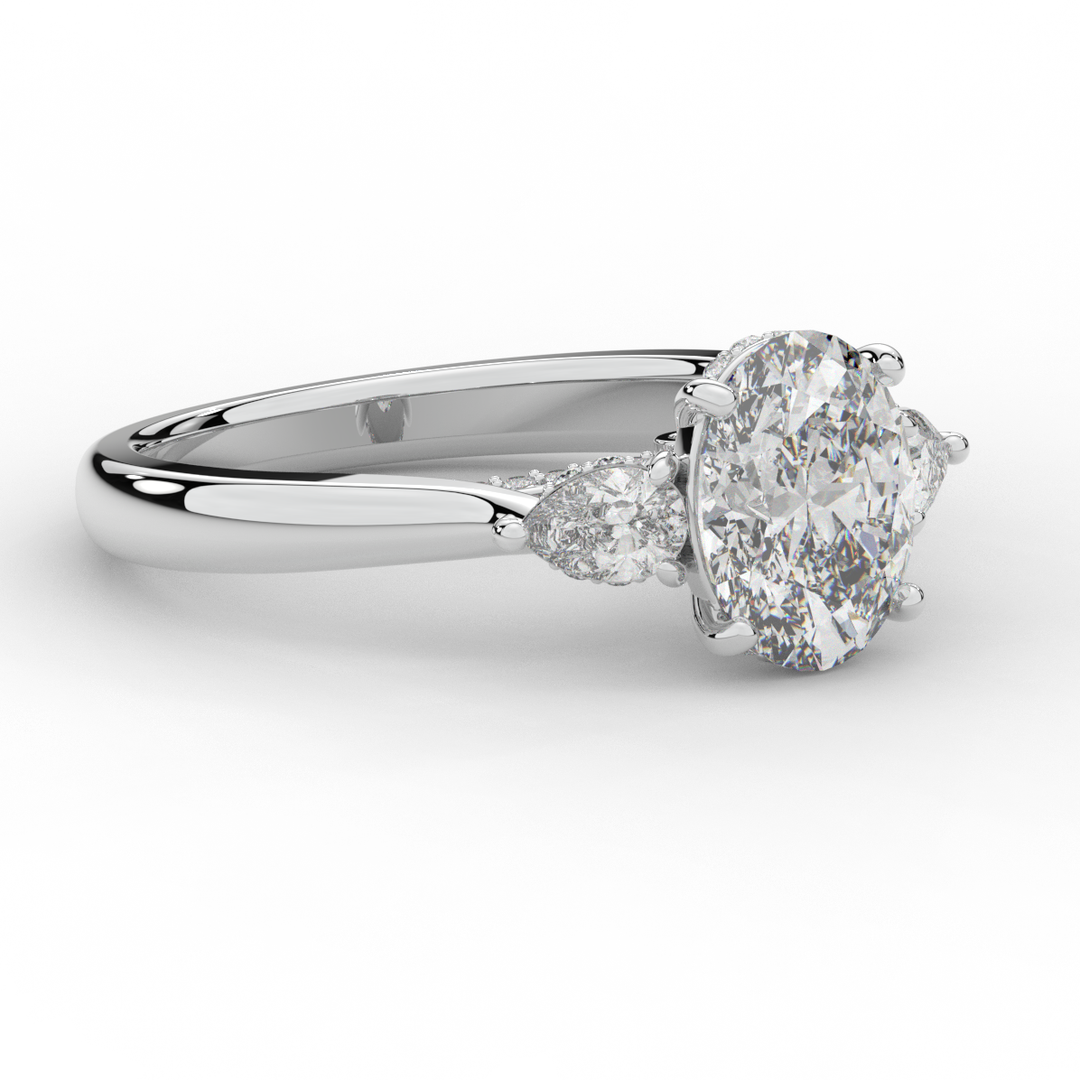 2.40CT.TW OVAL LAB DIAMOND 3 STONE ENGAGEMENT RING - Nazarelle