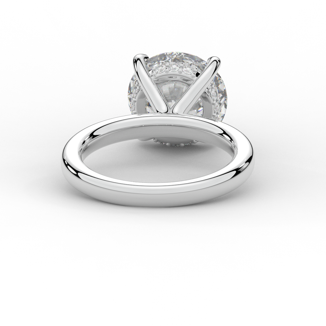 3.05CT.TW ROUND LAB DIAMOND UNDERHALO ENGAGEMENT RING - Nazarelle