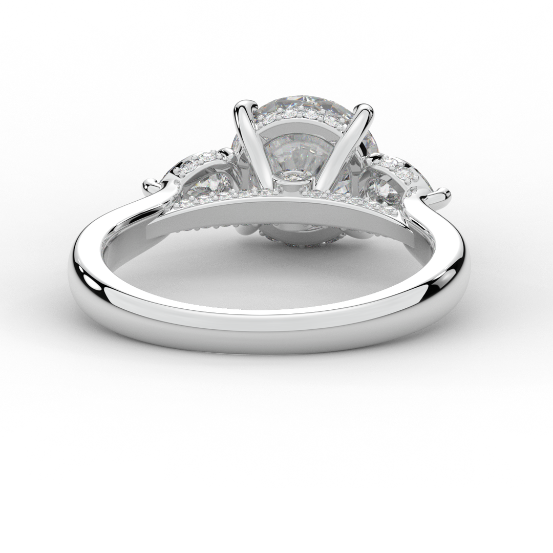 2.40CT.TW ROUND LAB DIAMOND 3 STONE ENGAGEMENT RING - Nazarelle