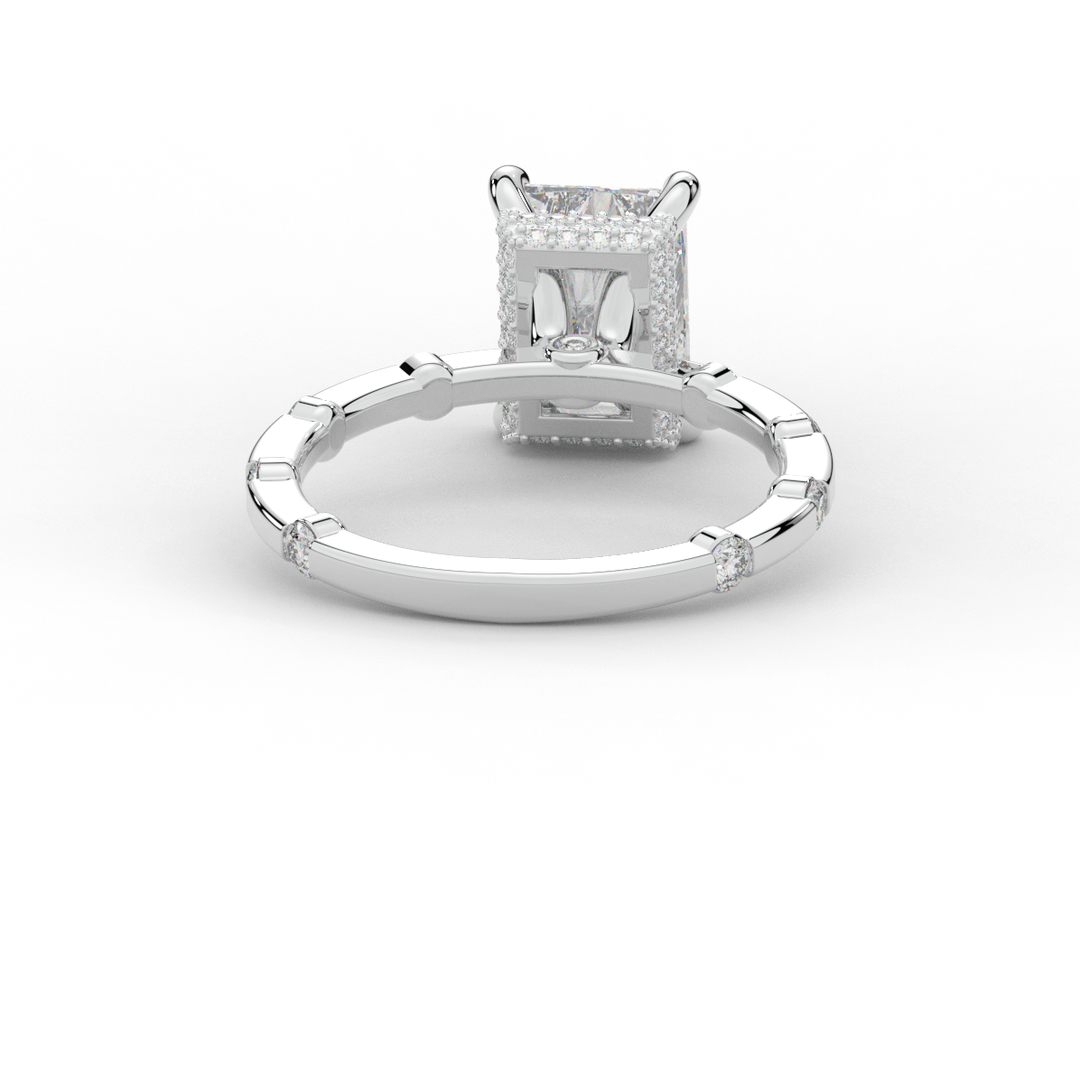 2.60CT.TW RADIANT LAB DIAMOND UNDERHALO SOLITAIRE ENGAGEMENT RING - Nazarelle